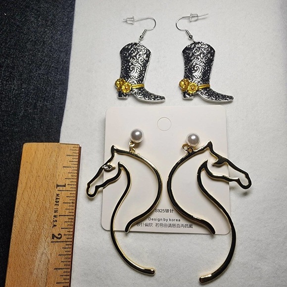 Horse & Cowboy Boots Earrings Set (2 Pairs) SKU: HC1 - Picture 6 of 7